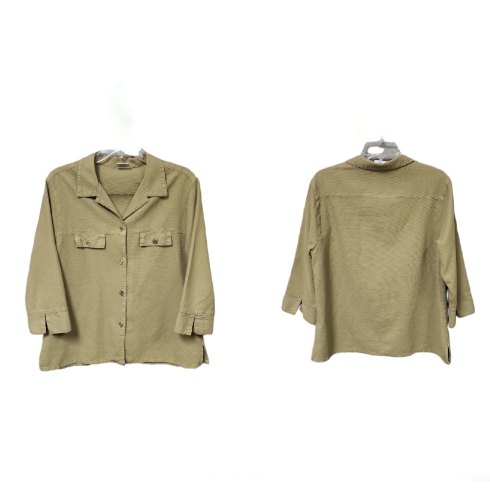 Color Me Cotton Women's Soft Sage Green Textured Shacket Size M